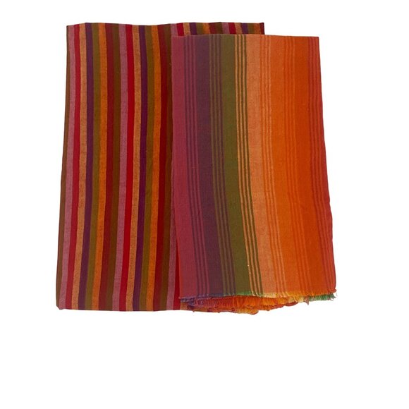 VTG Fabric Stripe Boho Orange Pink Purple Green Quilting Sewing Cloth Arts Craft - Picture 4 of 8